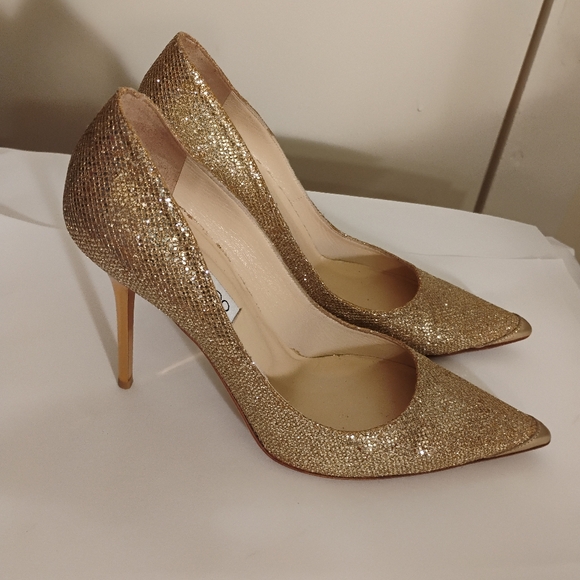 Jimmy Choo Love 85 Glitter Heels EU 38 Slip On Wedding Pumps